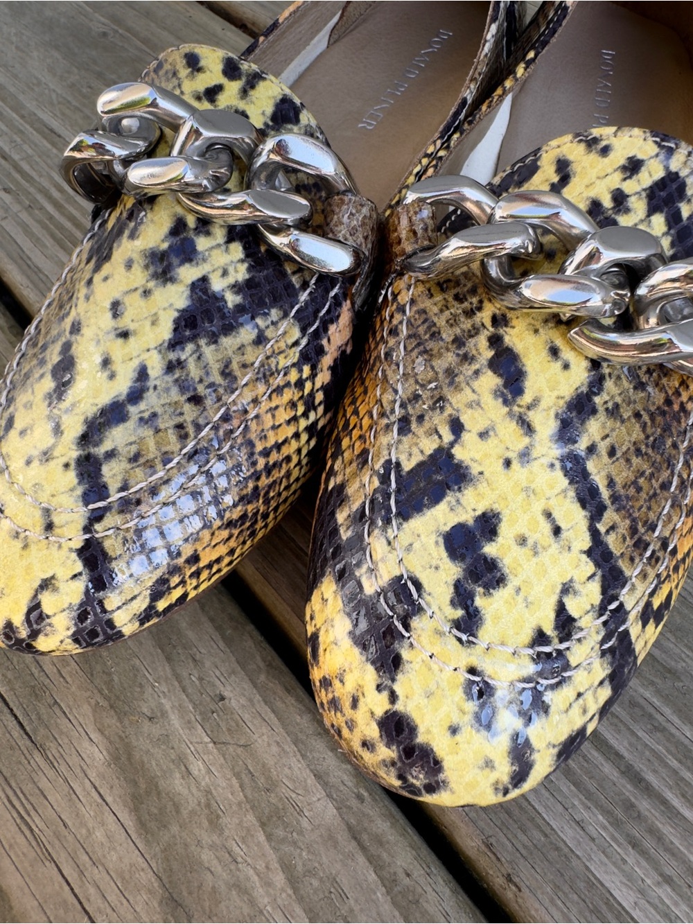 Donald Pliner Leather Snake Embossed Nolin Loafers - Picture 3 of 16